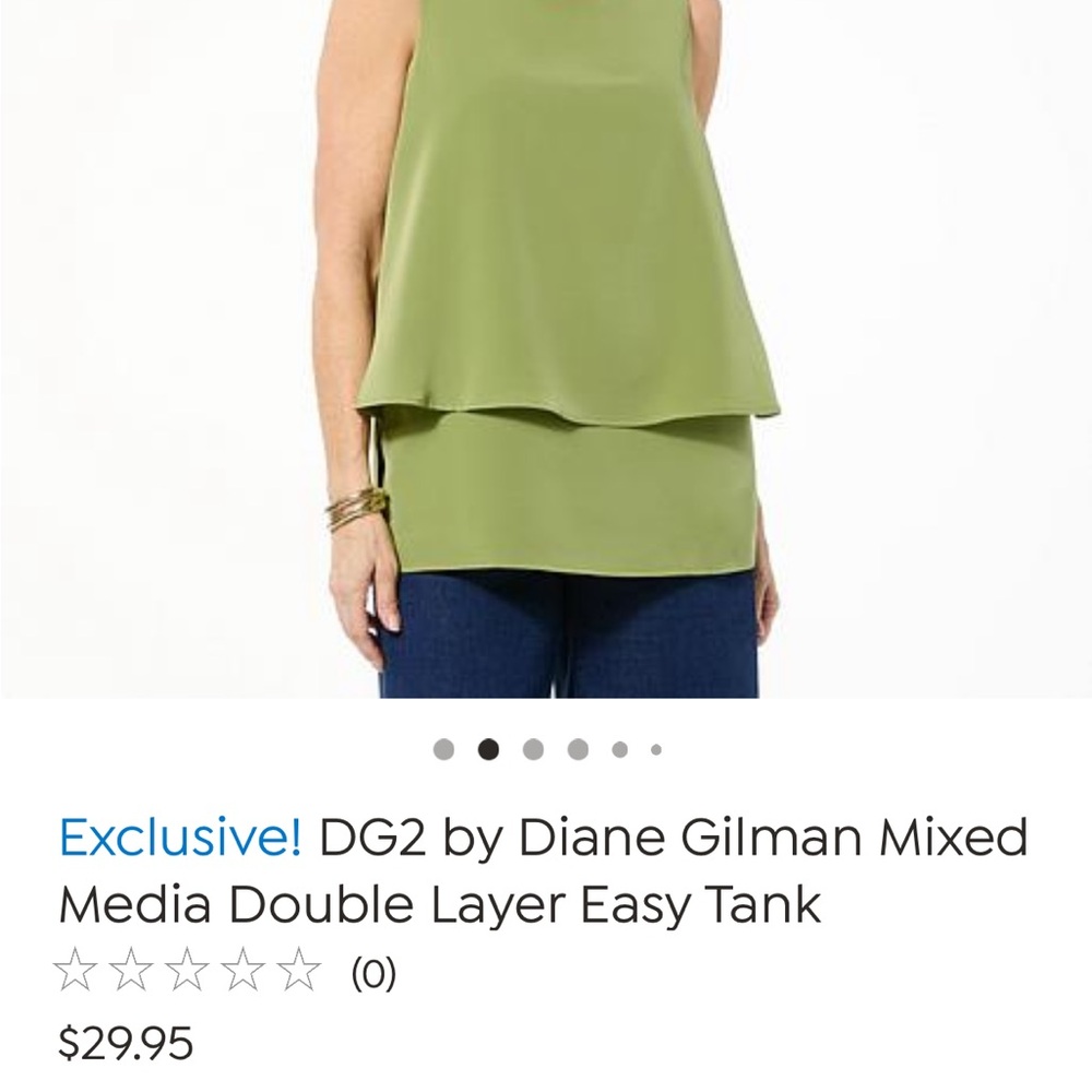 Diane Gilman Green Tiered Sleeveless Camisole